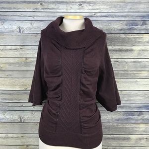 DKNY Jeans Womens Knit top Turtle Neck Maroon Wool